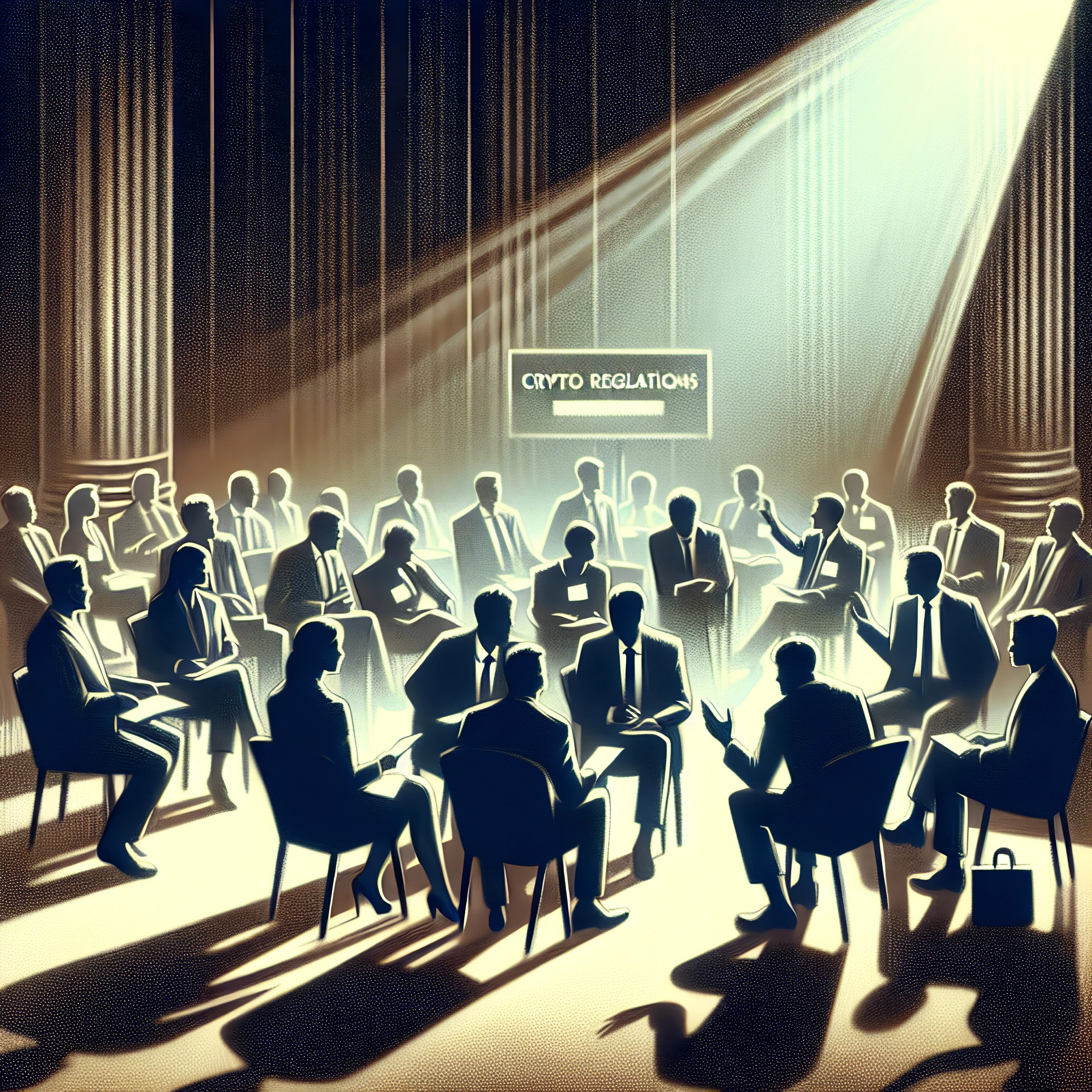 Pastel,Drawing,Artistic,Image,Of,Political,Debate,Over,Crypto,Regulations