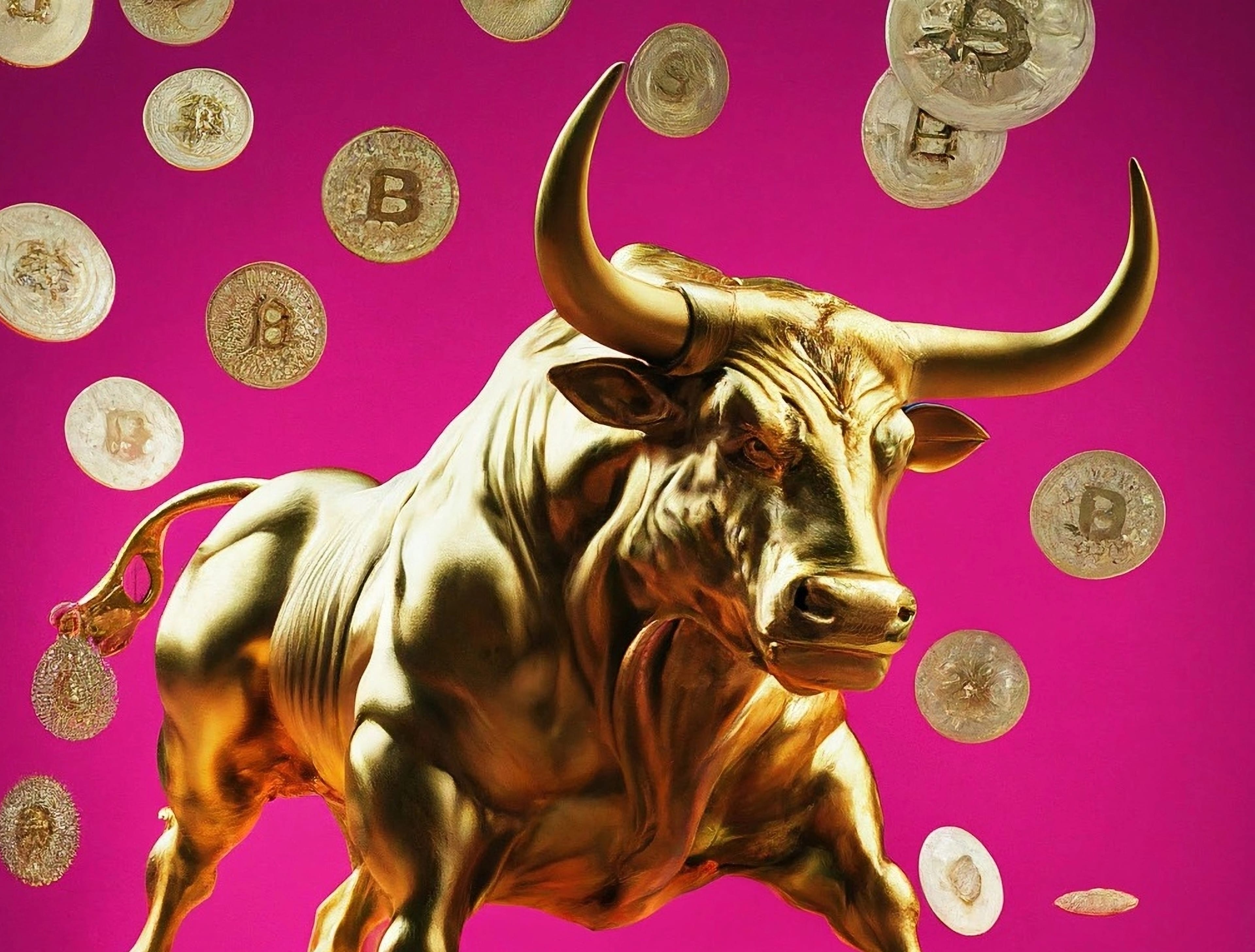 Advertising,-,Testimonial,Photo,Of,Charging,Running,Gold,Bull,Surrounded