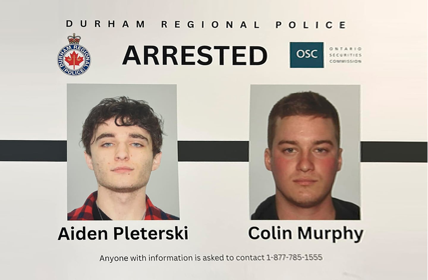 An illustration of Aiden Pleterski and Colin Murphy arrested.