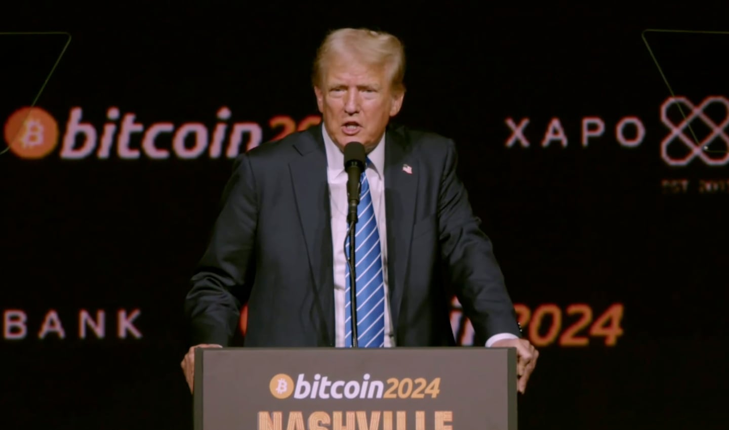 Republican presidential nominee Donald Trump spoke at a Bitcoin conference Saturday.