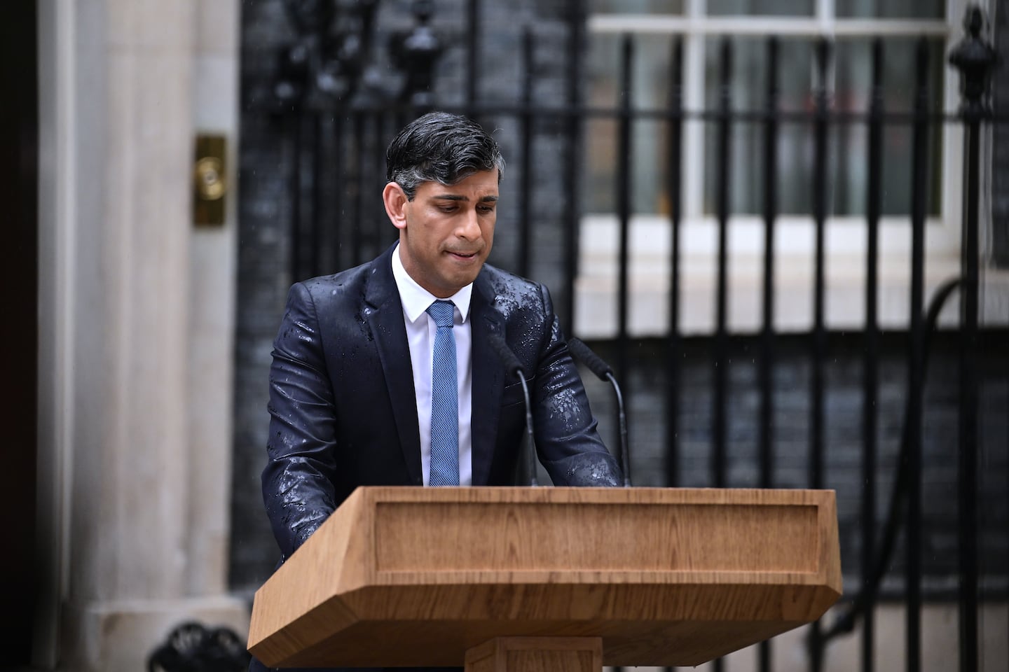 Rishi Sunak announced the election in the pouring rain on Wednesday.