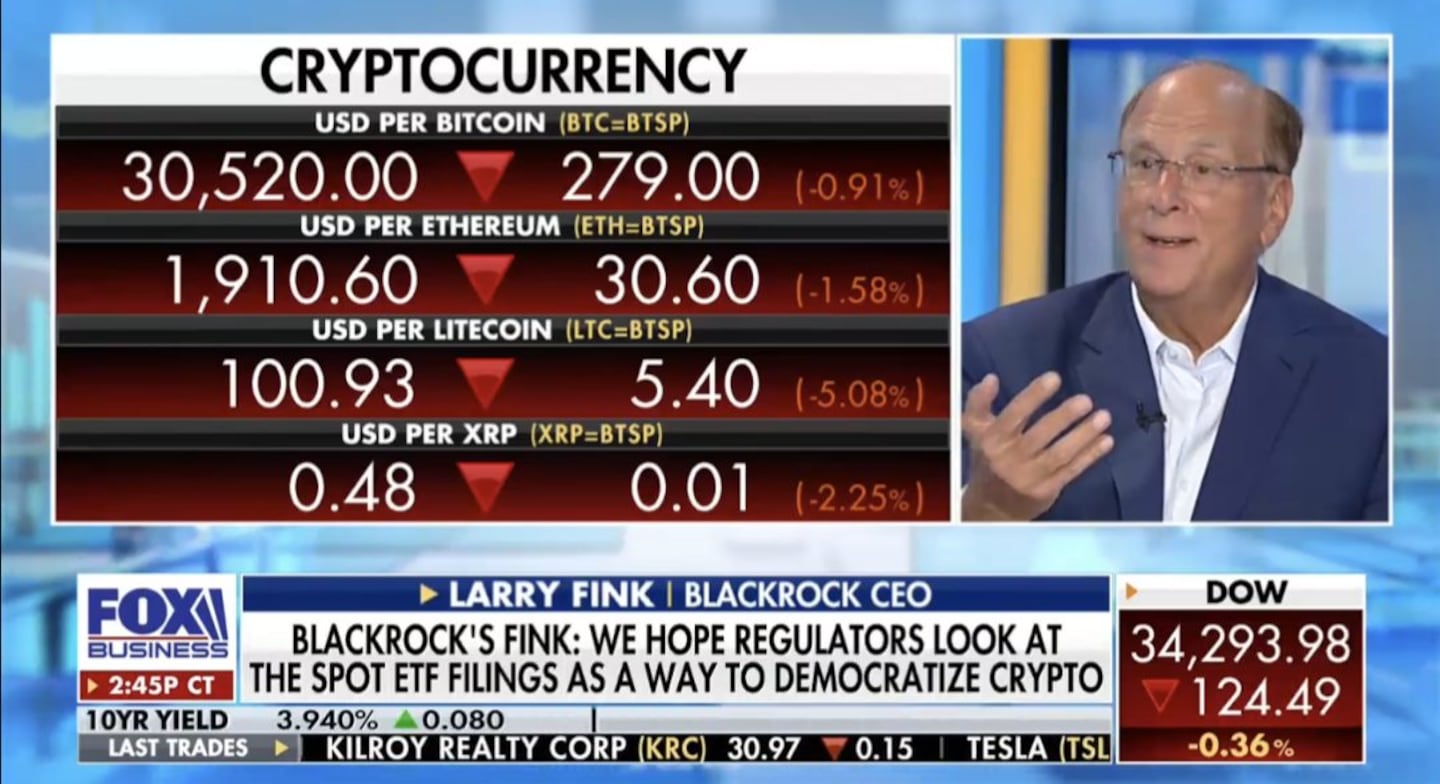 Larry Fink talks Bitcoin on Fox Business.