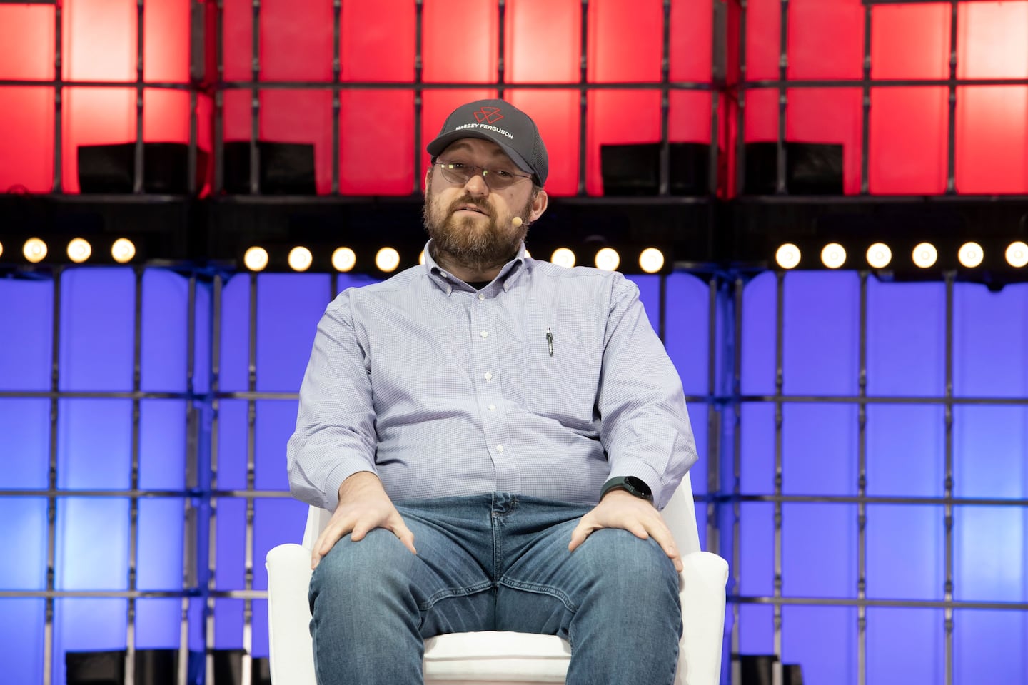 Charles Hoskinson on stage during last day of Web Summit 2022 in Lisbon.